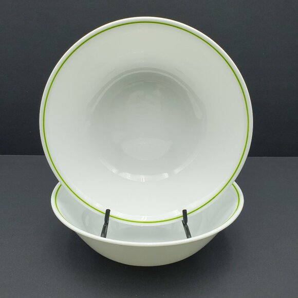 Corelle Wildflower Medium Serving Bowls Corning White Vegetable Bowls Green Band - Picture 2 of 10